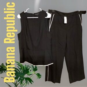 BRAND NEW Banana Republic Black & White Sleeveless Set Top SZ 12 pants SZ 10 NWT